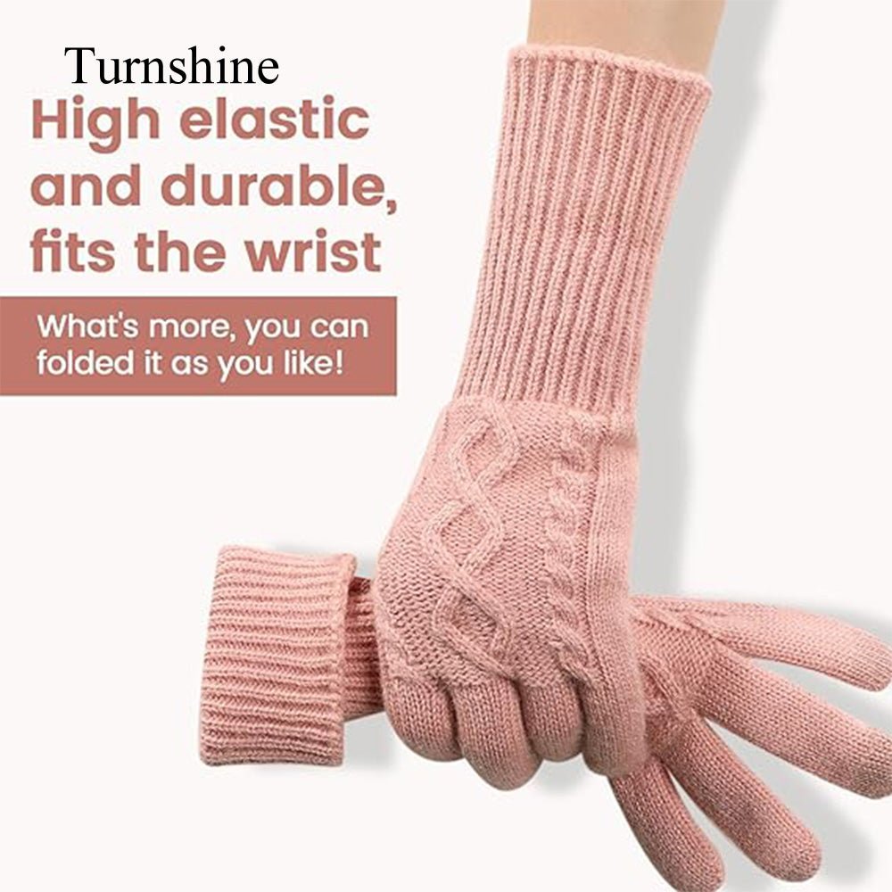 Turnshine Unisex Cable Knit Winter Warm Gloves Gloves