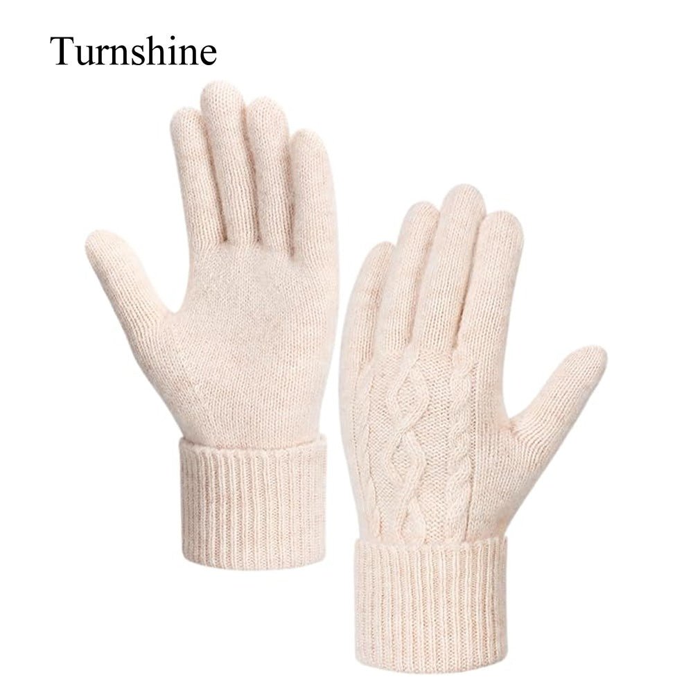 Turnshine Unisex Cable Knit Winter Warm Gloves Gloves