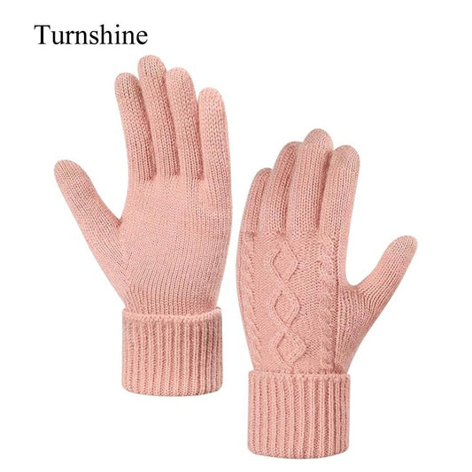Turnshine Unisex Cable Knit Winter Warm Gloves Gloves