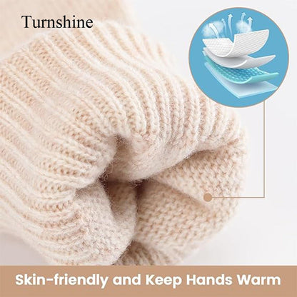 Turnshine Unisex Cable Knit Winter Warm Gloves Gloves