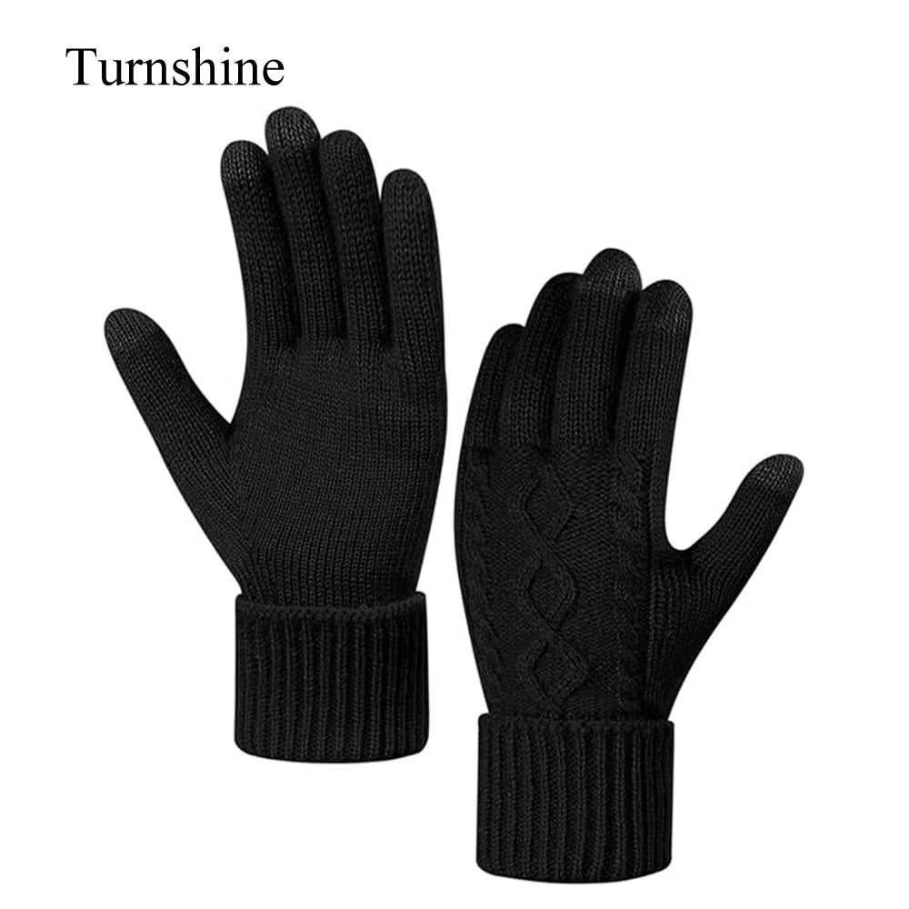 Turnshine Unisex Cable Knit Winter Warm Gloves Gloves