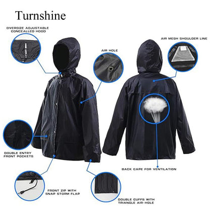 Turnshine Waterproof Lightweight Rain Jacket Pants Suits