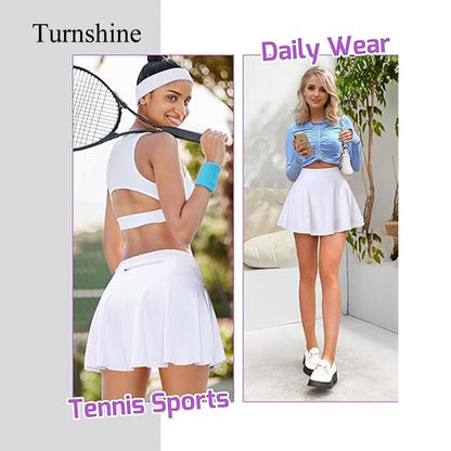 Turnshine Women's High Waisted with Pockets Tennis Skirt