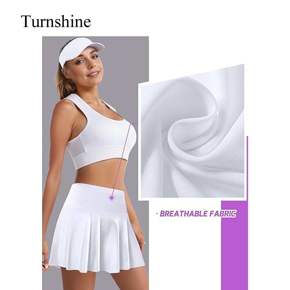 Turnshine Women's High Waisted with Pockets Tennis Skirt