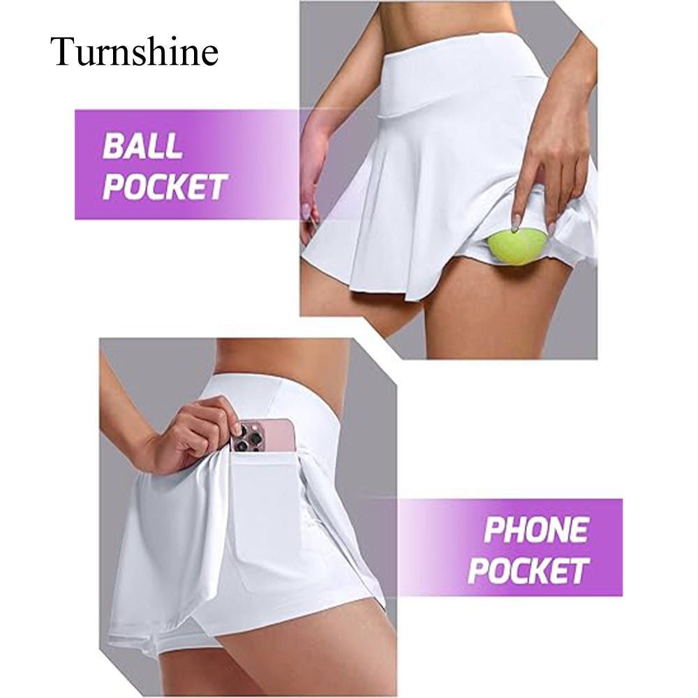 Turnshine Women's High Waisted with Pockets Tennis Skirt