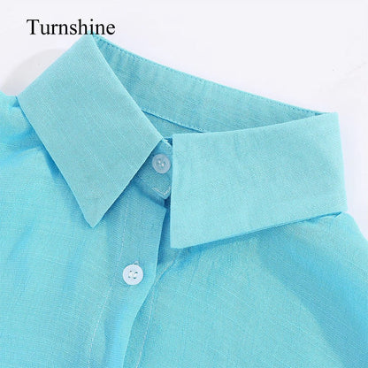 Turnshine Women's New Cotton And Linen Shirt