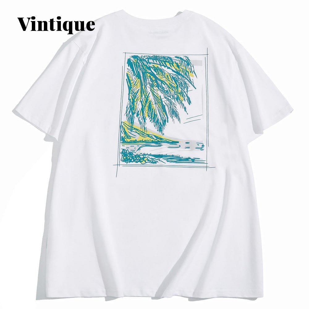 Vintique Coconut Tree Painting T-Shirt